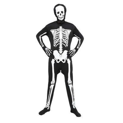 EraSpooky Halloween Men Skeleton Jumpsuit Costume Luminous Skull Skin Full Body Tights Suit (XX-Large)