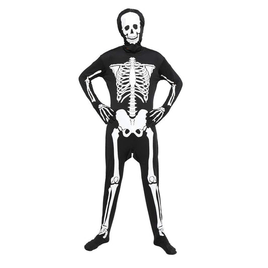 EraSpooky Halloween Men Skeleton Jumpsuit Costume Luminous Skull Skin Full Body Tights Suit (XX-Large)