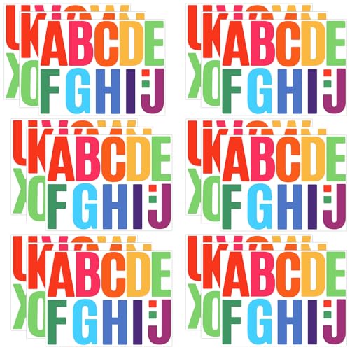 18 Sheets Capital Letter Stickers, 4 Inch Large Sticky Waterproof Alphabet Sticker Self Adhesive Letters Stickers Stick On Scrapbook Letters Vinyl Alphabet Decals for Outdoor Decoration (Multi Color)