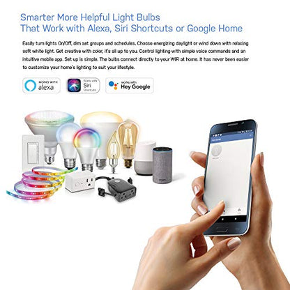 Feit Electric Smart Light Bulbs with RGB Color Changing and Tunable White, 2.4Ghz WiFi Light Bulbs, No Hub Needed, Works with Alexa and Google, Dimmable 60 Watt = LED 9W, OM60/RGBW/CA/AG/3, 3 Pack