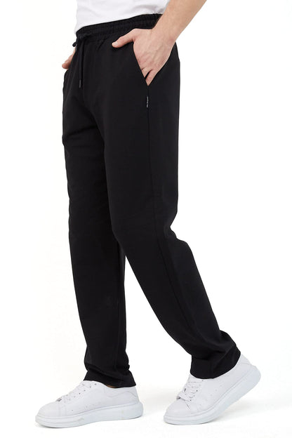 COMEOR Men's Cotton Jogging Pants - Long Men's Sweatpants - Men's Jogger Training Trousers, Relaxing Track Suit Bottom (Black, M)