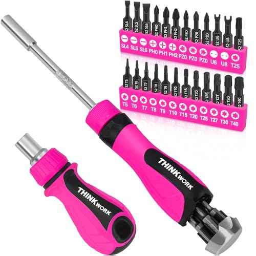 32-in-1 Ratcheting Screwdriver Set, 90&240mm Ergonomic Cushion Grip Handles, Includes Torx, Phillips, U-shape, Pozi, Slotted, Hex Bit Set for Women Men DIY Office & Home Repair, 32PCS Hand Tools Kit