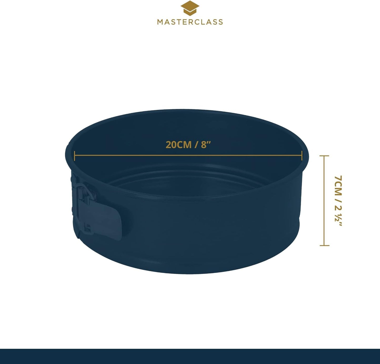 MasterClass 2 cm Springform Cake Tin with PTFE, PFOA and BPA Free Non Stick, Robust 1mm Thick Carbon Steel and Loose Base, 8 Inch Round Pan, Grey