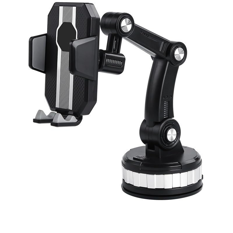 Car Phone Holder Powerful Suction with Stable Clamp Arm Cell Phone Holder for All iPhone Android Phone 90° Adjustable Phone Mount for Car Windshield