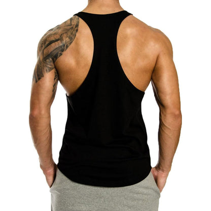 InleaderAesthetics Men's Tank Tops Sleeveless Shirts Y-Back Gym Workout Stringer Tank Tops Bodybuilding Fitness T-Shirts - Black-L