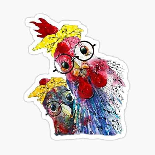 Cute Chicken with Headband Sticker | Vinyl | Decal for, Window, Laptop, Water Bottle, Books 5"