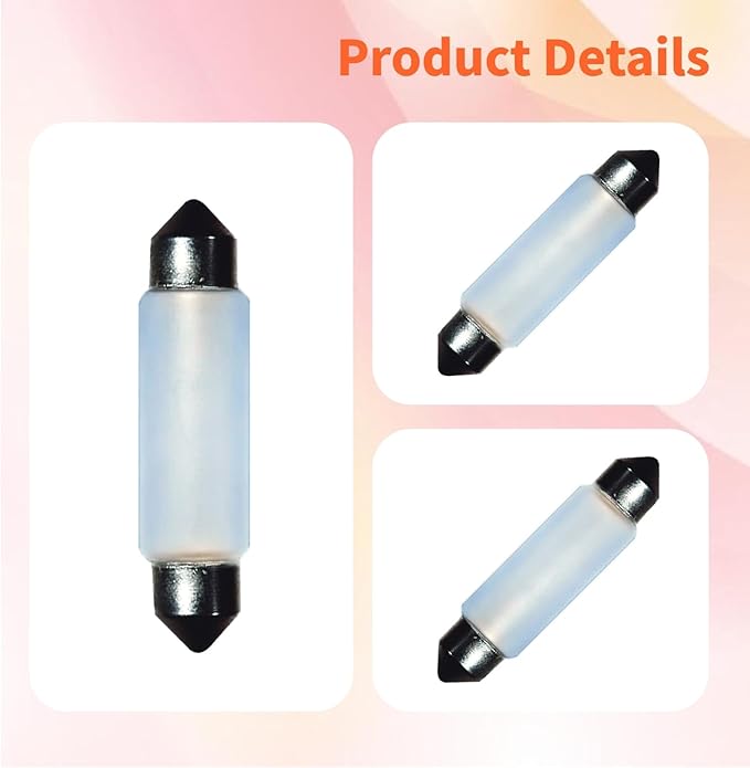 10 Pack Frosted Festoon Bulb Sv8.5-8 T3.25 10X44mm, 24V 5W Under Cabinet Light Bulb Xenon Festoon Light Bulb Dome Light Car Trunk Cargo Light Interior Door Light