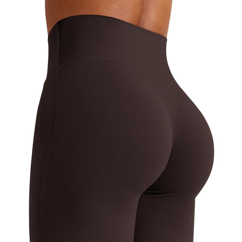 YEOREO Workout Leggings Womens No Front Seam Straight Leggings 35" High Waist Buttery Eddiy Gym Yoga Pants Dark Brown L
