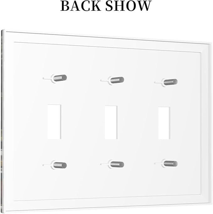 Nature Plant Botanical Daisy Mushroom Snails And Moon 3 Gang Wall Plates Decorative Triple Toggle Light Switch Cover Electrical Switchplate Unused Decorate Faceplate for Bathroom Home