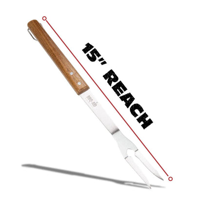 3 Piece BBQ Grilling Accessories Set - BBQ Tongs Spatula Fork Set - Heavy Duty Stainless Steel Barbecue Grill Tools with Solid Hard Wood Handles Great Gift Set