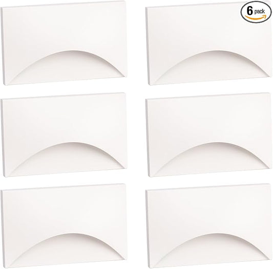 Step Lights Outdoor 6 Pack Arch, 120V 5CCT Selectable Stair Lights Indoor, Waterproof LED Deck Decor Hardwired Dimmable, White Finish Aluminum Outdoor Lighting, ETL Wet Rated