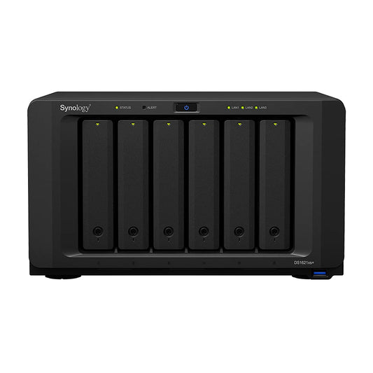 Synology DiskStation DS1621+ NAS Server with Ryzen 2.2GHz CPU, 32GB Memory, 48TB HDD Storage, 1TB M.2 NVMe SSD, 4 x 1GbE LAN Ports, DSM Operating System