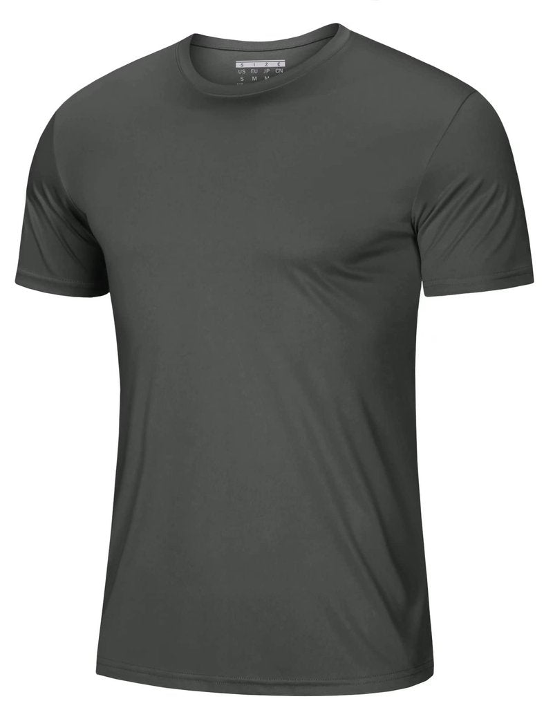 Men's Workout T Shirts Active T-Shirt Moisture Wicking Shirts Dry Fit Running Shirt Lightweight Breathable Shirts Dark Grey