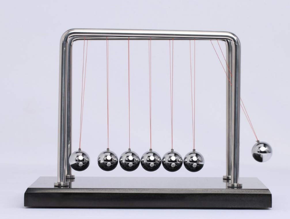 CERROPI Newton Cradle Balance Balls, 7 Ball Newton Pendulum, Classic Swing Ball, Desk Toy & Accessory, 11 inch, 65 Sec Swingtime