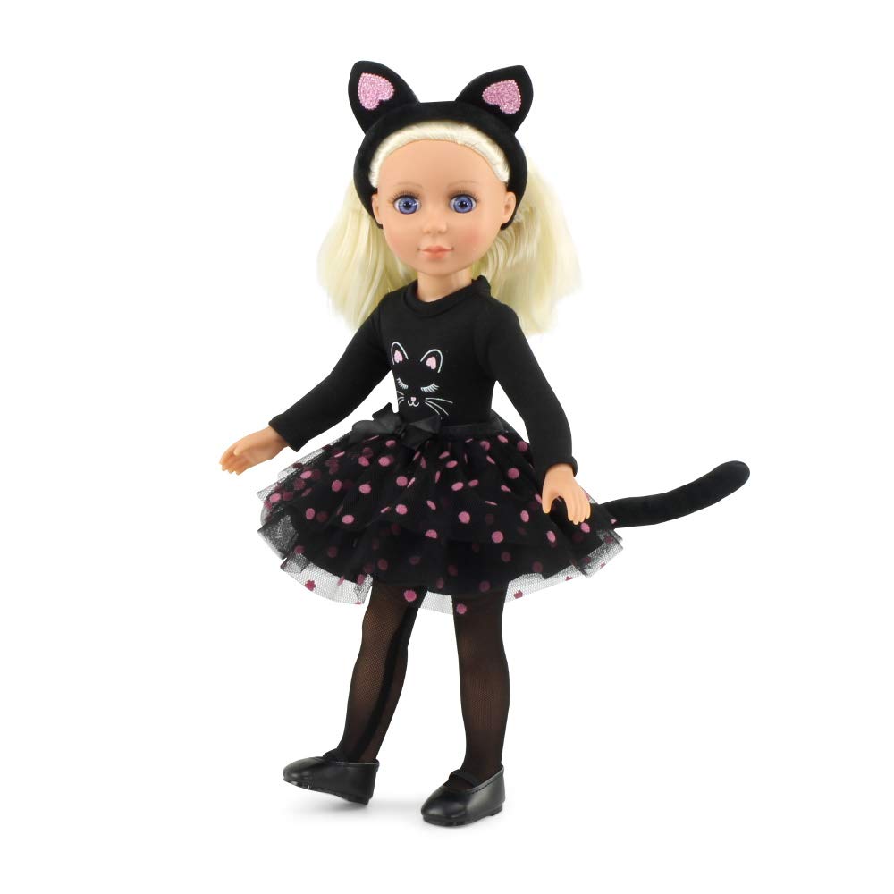 Emily Rose 14 Inch Fashion Doll Clothes | New Improved | 5-PC Black Cat Halloween Costume Clothing Outfit Gift Set, Includes Cat Ears, Tights and Shoes | USA Business