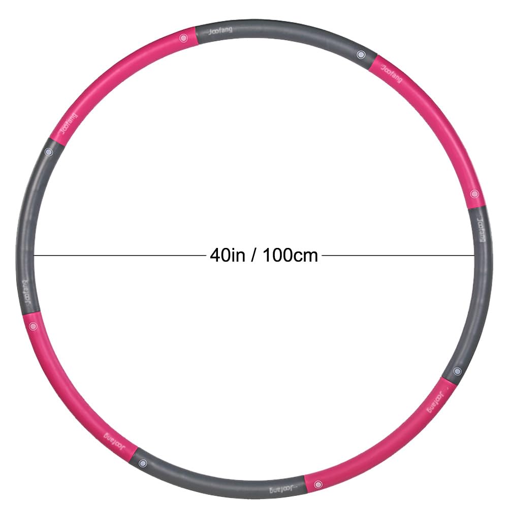 Joofang 5lb Exercise Hoops for Adults, 8 Detachable Sections for Weight Loss, Soft Fitness Hoop Fat Burning, 40in Large Weigthed Hoola Hoop with No Wavy Ridges, Home Gym Core Workout