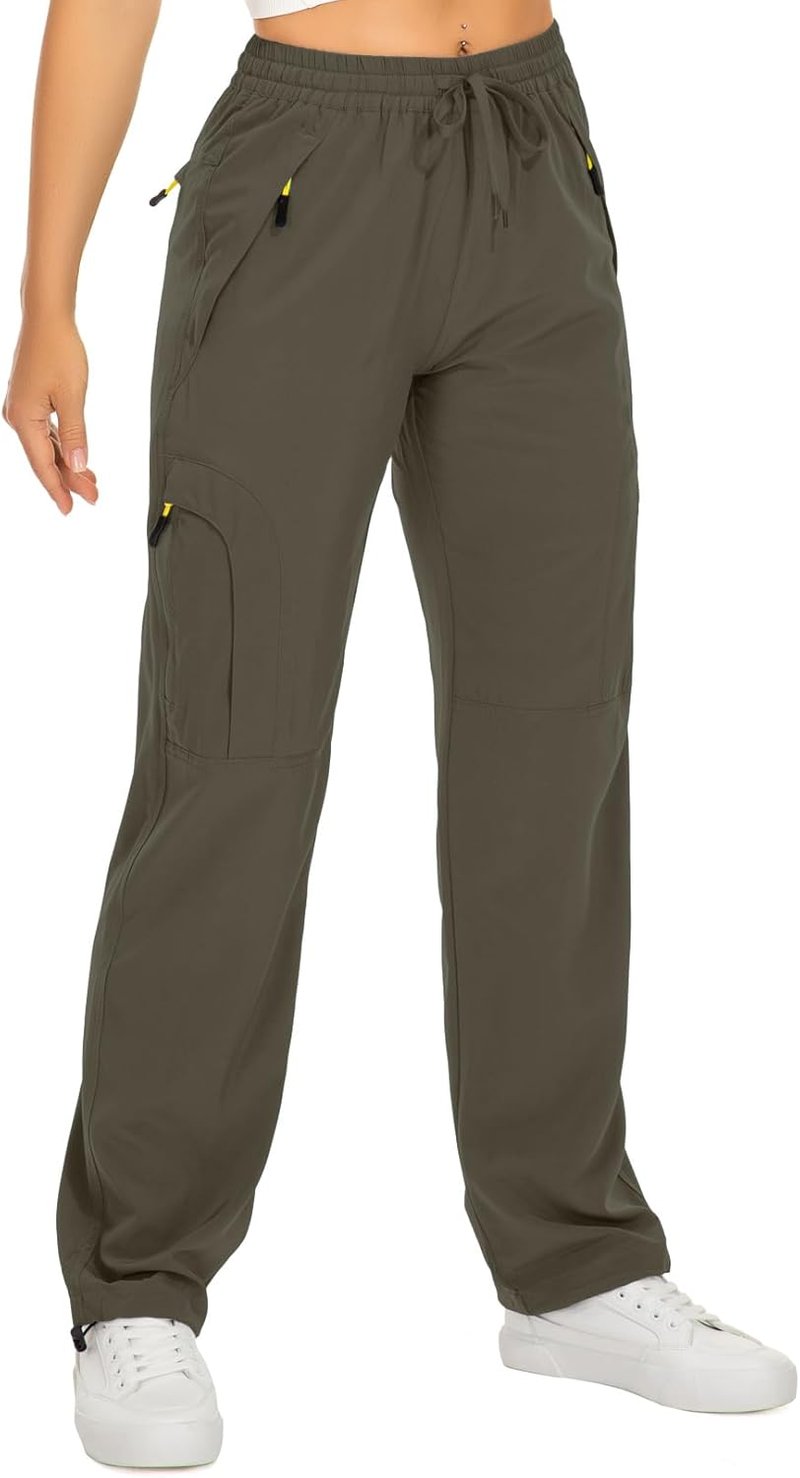 Women's Quick-Dry Hiking Pants - UPF 50 Lightweight Cargo Pants with Zipper Pockets | Ideal for Travel & Golf