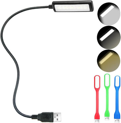 USB Laptop Light with Adjustable Gooseneck, 3 Color x 3 Brightness + 3 Mini LED Lights