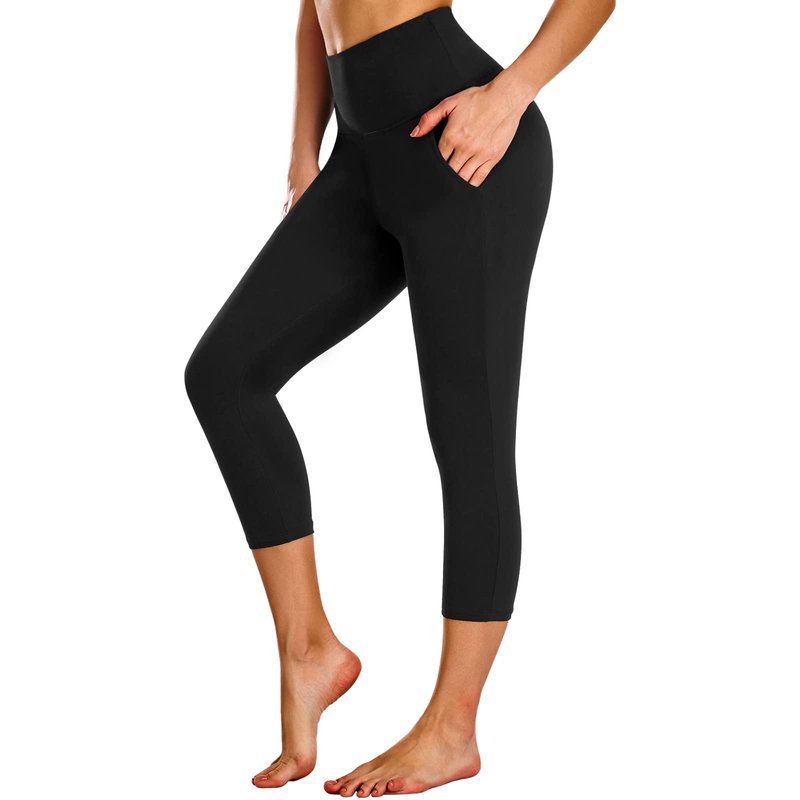 Capri Leggings for Women with Pockets,High Waisted Yoga Pants Tummy Control Black Leggings Workout Capris Womens Leggings with Pockets Buttery Soft Stretch Yoga Leggings for Cycling Running Athletic