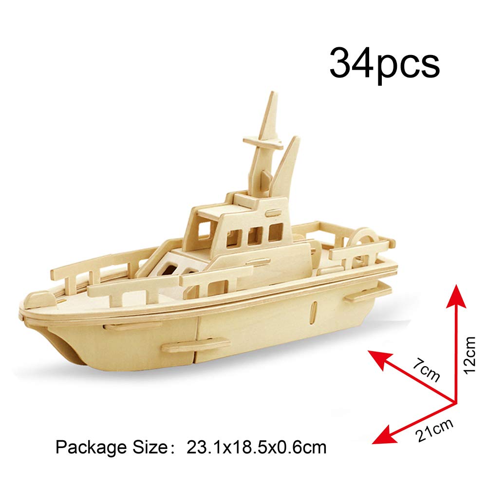 Georgie Porgy 3D Wooden Puzzles DIY Models Kits for Kids Dinosaur Airplane Woodcraft Construction Toy Pack of 6 (Airplanes Cars Yacht)