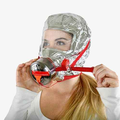 W WILKEN Fire Escape Mask & Hood | 30-Min Respirator for Smoke & Carbon Monoxide | Single-Use Emergency Protection