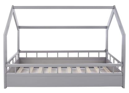 Velinda Wooden bed, Scandinavian style, modern, kids bed, home bed, 160x80+barriers (colour: grey)