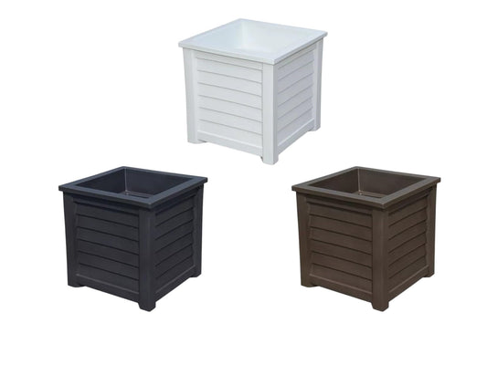 Decorative Square Planter Box with Louvered Design, 20" Indoor/Outdoor Garden Pot, 3 Colors Available - White, Black, Brown, Ideal for patios, Decks, entryways, and Garden Spaces (Brown, 1 Piece)