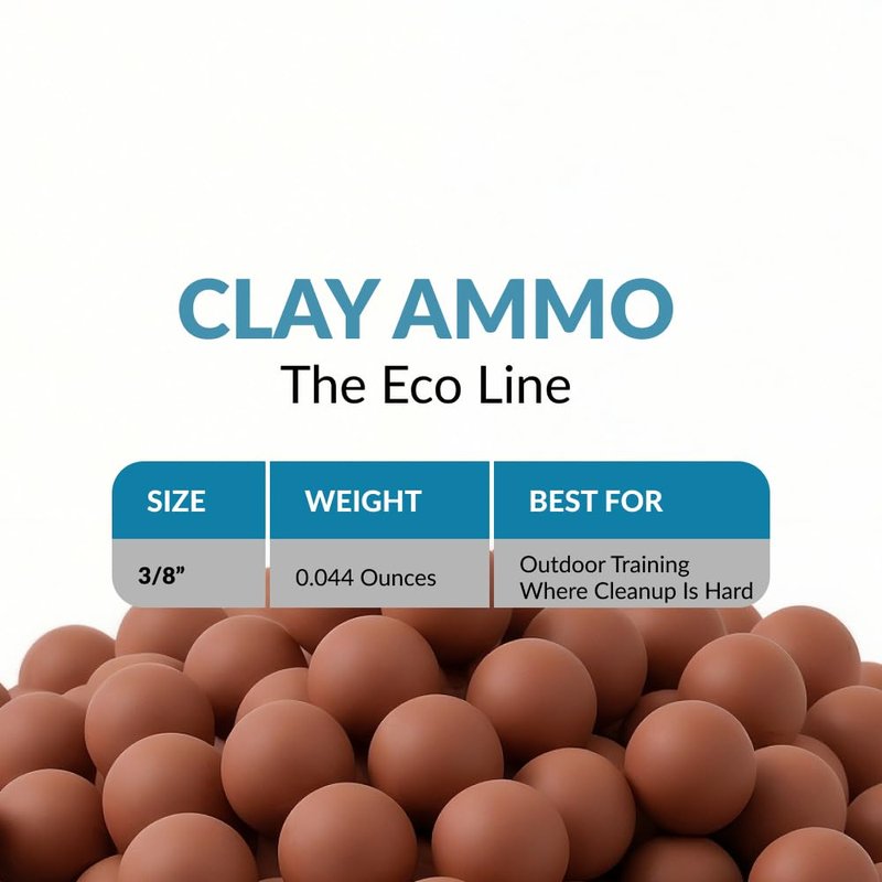 PGN Biodegradable Clay Slingshot Ammo - 3/8" Inch (0.375" Caliber) - 9000 Pieces Straight & Precise Practice - Non-Toxic Pocket