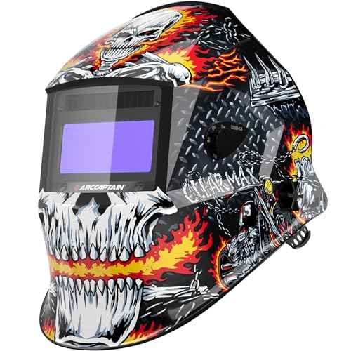 ARCCAPTAIN Welding Helmet Auto Darkening, 1/1/1/1 True Color Welding Hood, 4 Arc Sensor 1/25000s Response Time Solar Powered Weld Hood Helmet HSH-S800 Skeleton Knight