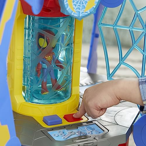 Spidey and His Amazing Friends Web-Spinners Web-Quarters, Kids Playset with Action Figure, Vehicle, and Accessories, Marvel Super Hero Toys, Ages 3 and Up
