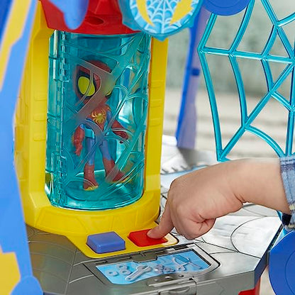 Spidey and His Amazing Friends Web-Spinners Web-Quarters, Kids Playset with Action Figure, Vehicle, and Accessories, Marvel Super Hero Toys, Ages 3 and Up