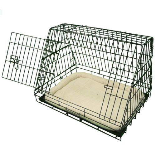 Ellie-Bo Black Deluxe Slanted Medium 30-inch Folding Dog Cage/Crate with Metal Tray and Dog Bed Mat