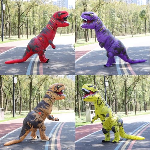 JASHKE Inflatable Dinosaur Costume Adult Blow up Trex Costumes Inflatable Dino Suit Halloween Costumes Fancy Dress for Adult (brown)