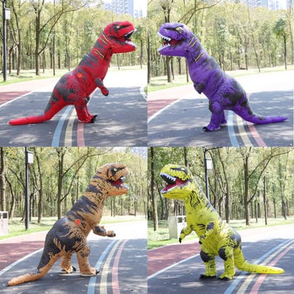 JASHKE Inflatable Dinosaur Costume Adult Blow up Trex Costumes Inflatable Dino Suit Halloween Costumes Fancy Dress for Adult (brown)
