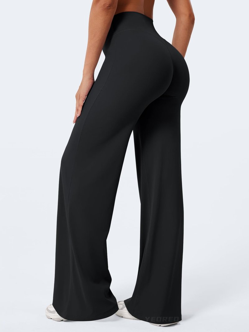 YEOREO Workout Leggings Womens No Front Seam Straight Leggings 33" High Waist Buttery Eddiy Gym Yoga Pants Black XXS