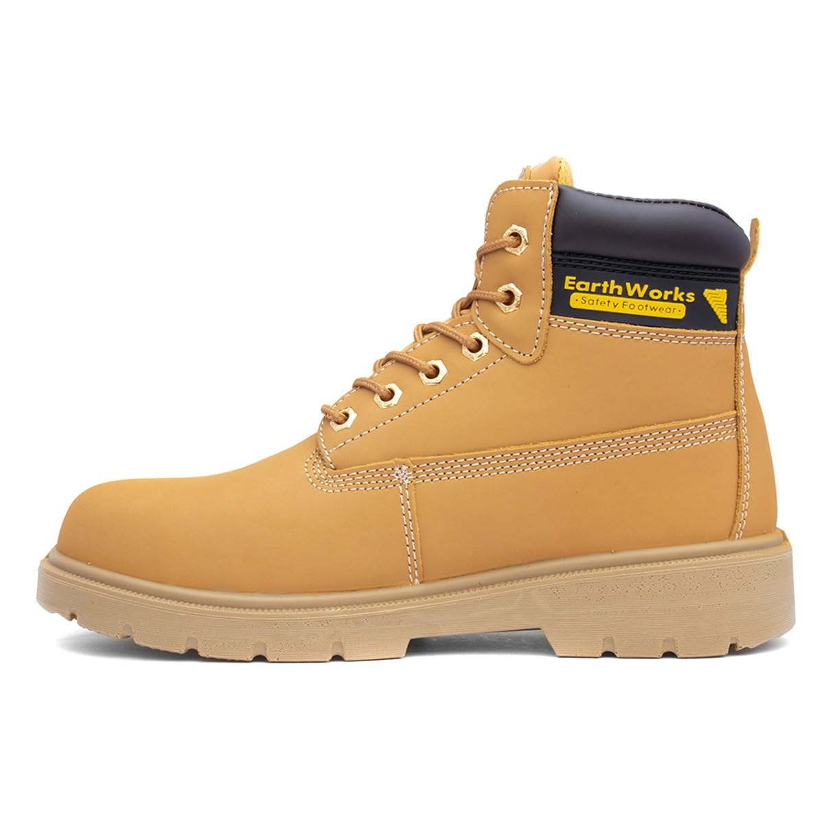 EarthWorks Safety - EarthWorks Hammer Mens Lace Honey Safety Boot - Size 10 UK - Gold