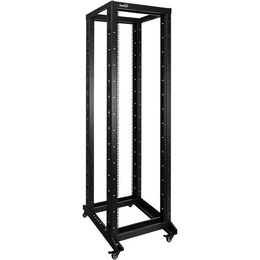 NavePoint 42U 4 Post Server Rack – Open Frame Rack for 19 Inch Equipment, Adjustable Depth 4-Post Network Rack with Casters Wheels, 42U Server Rack 881lbs Capacity, Black