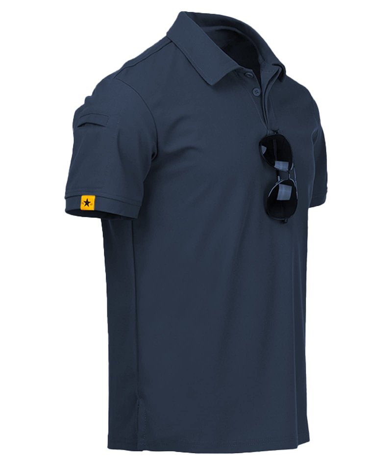 ZITY Mens Polo Shirt Short Sleeve Sports Tactical T-Shirt Athletic Golf Polos Daily Casual Stylish Collared Shirts for Men Navy XX-Large