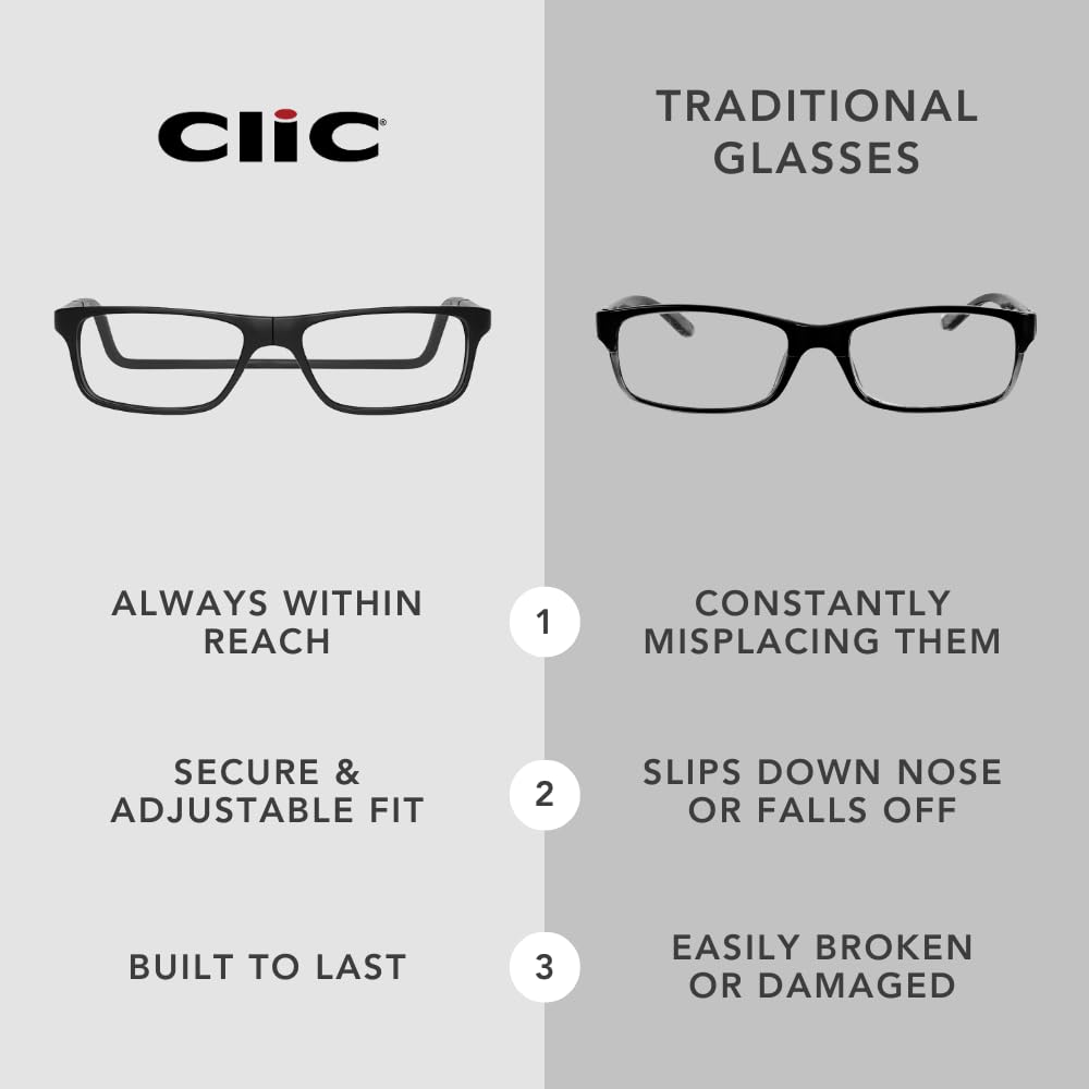 Clic Magnetic Reading Glasses for Men or Women, Computer Readers, Original Long (M-L, Dark Matte Blue, 2.50 Magnification)