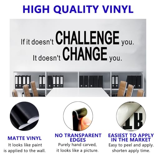 Motivational Quotes Wall Stickers for Gym: Office Inspirational Positive Vinyl Art Wall Decals for Classroom School Bedroom Living Room - If it Doesn't Challenge You 25" X 7"