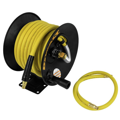 DEWALT Manual Air Hose Reel, 3/8 in. x 50 ft. Oil and Kink Resistant Air Hose with 4 ft. Lead, Essential Home Improvement Tool for Efficient Hose Management and Connectivity