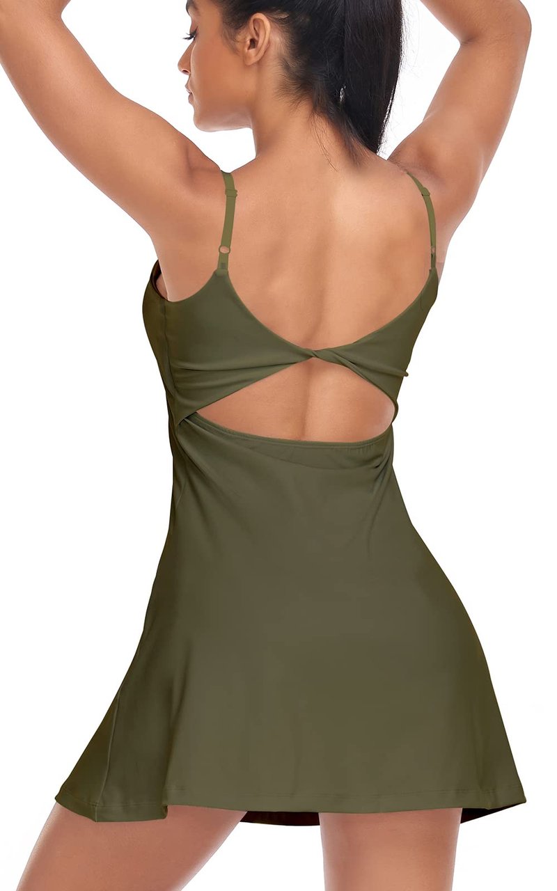 Womens Tennis Dress, with Adjustable Straps & Built-in Bra Athletic Golf Dresses for Women Workout Exercise