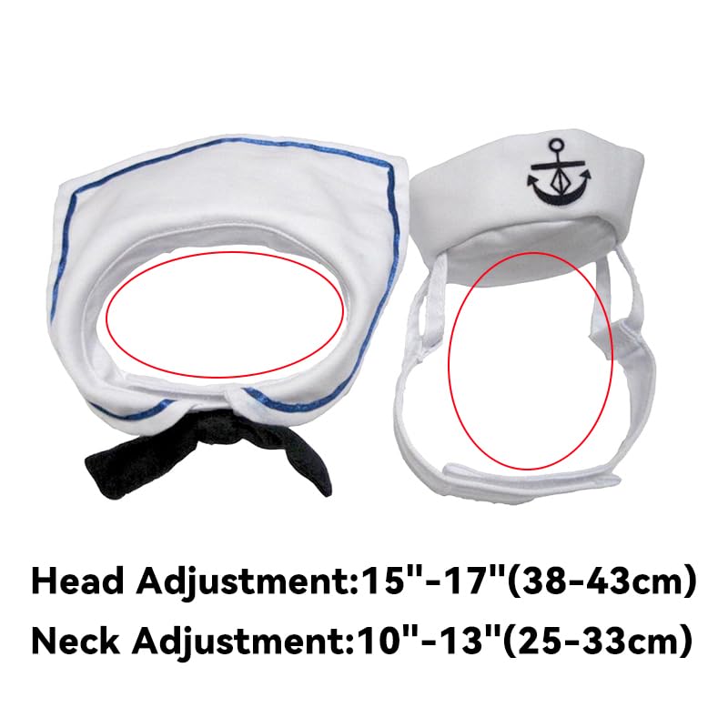 NAMSAN Pet Sailor Costume for Cats Small Dogs, Cat Halloween Costumes, Small Dog Sailor Outfit, Cat Sailors Hat with Tie Collar, Pet Navy Costume for Kitten Puppy Statue Toys Decoration