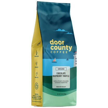 Door County Coffee Chocolate Raspberry Truffle Medium Roast Ground Coffee - 10oz Bag - 100% Specialty Arabica