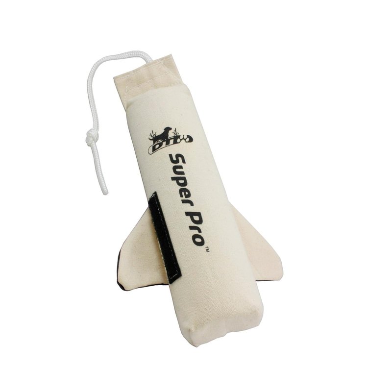 DT Systems Super Pro Series Canvas Winged Dummy, Durable High-Visibility Black & White Floating Hunting Dog Retriever Training Bird-Like Toy with Scent Strip & Rope Handle, Large