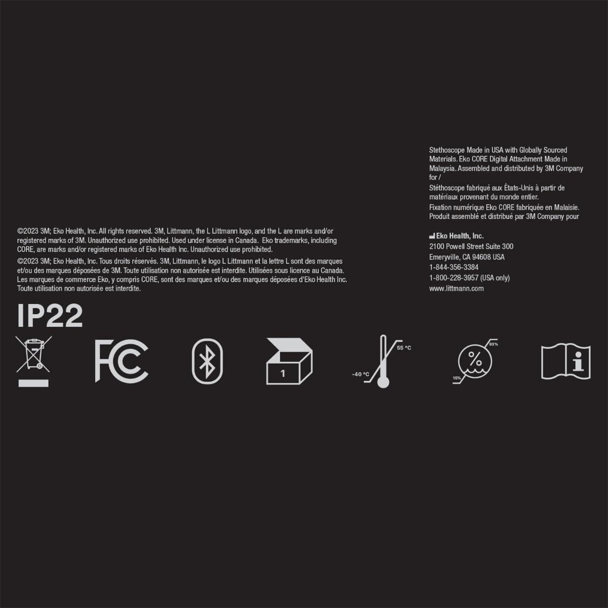 3M Littmann CORE Digital Stethoscope, Our Most Advanced Stethoscope Yet, Up To 40x Amplification, Active Noise Cancellation, In-App Sound Wave Visualization, Black-Finish Chestpiece, 8480