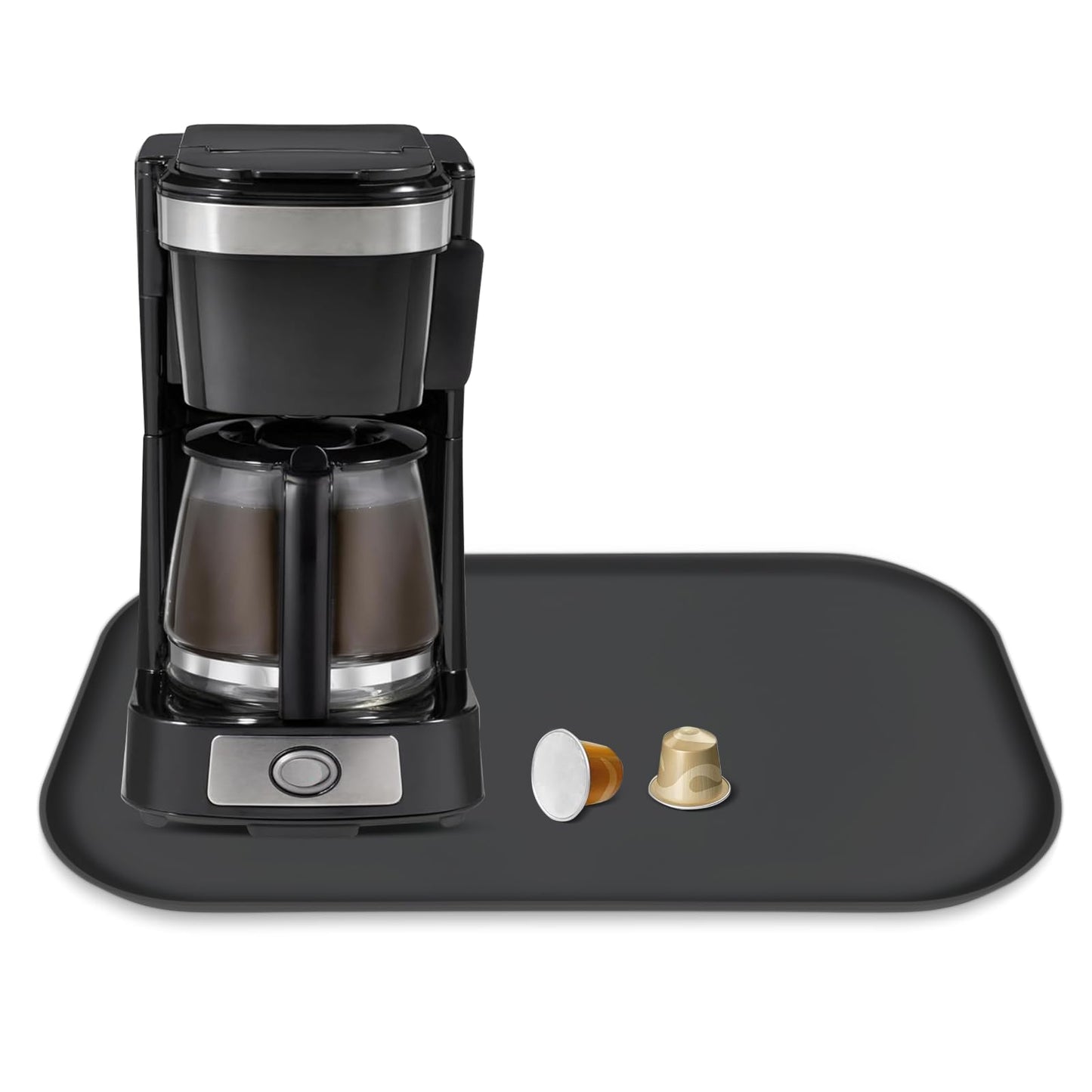 TOHONFOO Silicone Coffee Mat with Lip, 19.7'' x 15'' Heavy Duty Bar Mat, Coffee Tray for Countertop Fit Under Machine Pot Espresso Machine, Grey