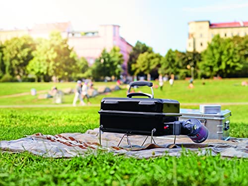 Weber Go-Anywhere Charcoal BBQ/Portable Grill with Folding Legs, Compact Design for Camping & Picnics, Durable Enamel, Precise Airflow Control, 42 x 26 cm Cooking Area, Black