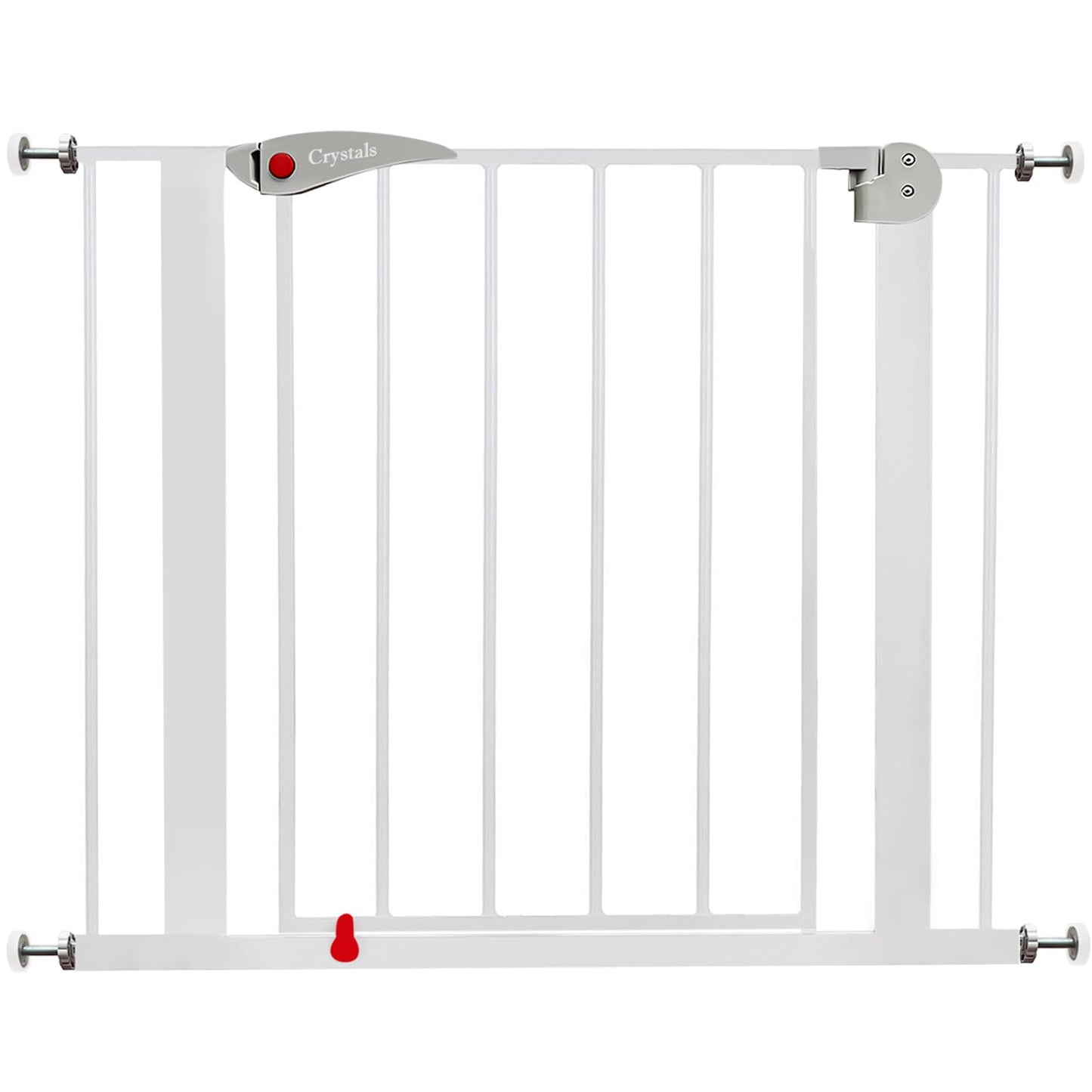 Crystals Stair Gate No Drilling Screws, Baby of Width 75 cm to 85 cm, 10 Extension Gates for Baby, Dogs, Safety Kids, Auto Close with 90° Two Way Opening, White, Grey