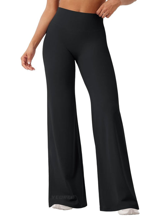 YEOREO Workout Leggings Womens No Front Seam Straight Leggings 33" High Waist Buttery Eddiy Gym Yoga Pants Black XXS